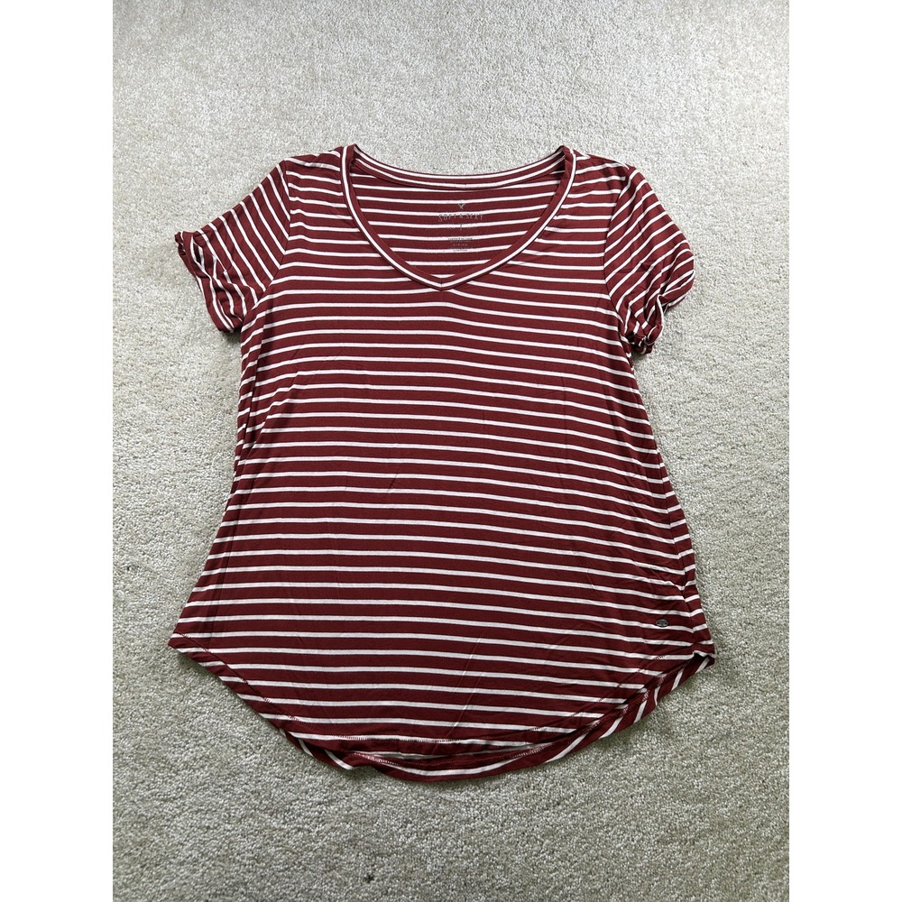 American Eagle Shirt Womens Small Red White Striped Soft & Sexy Tee Short Sleeve
